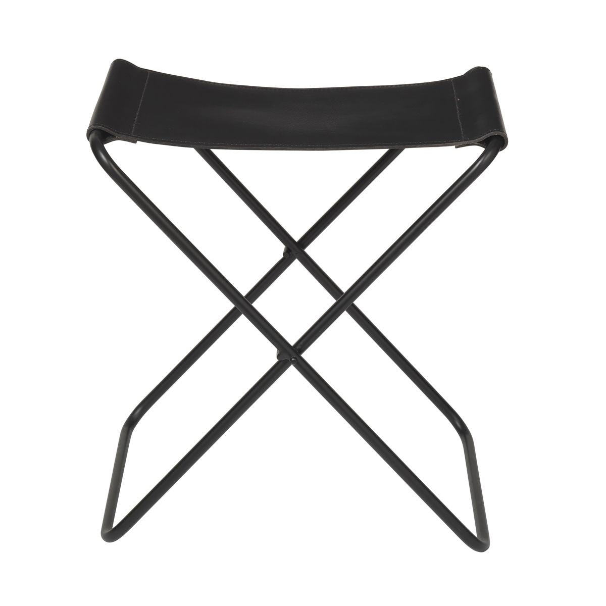 Nola Folding Chair w. Leather - Black