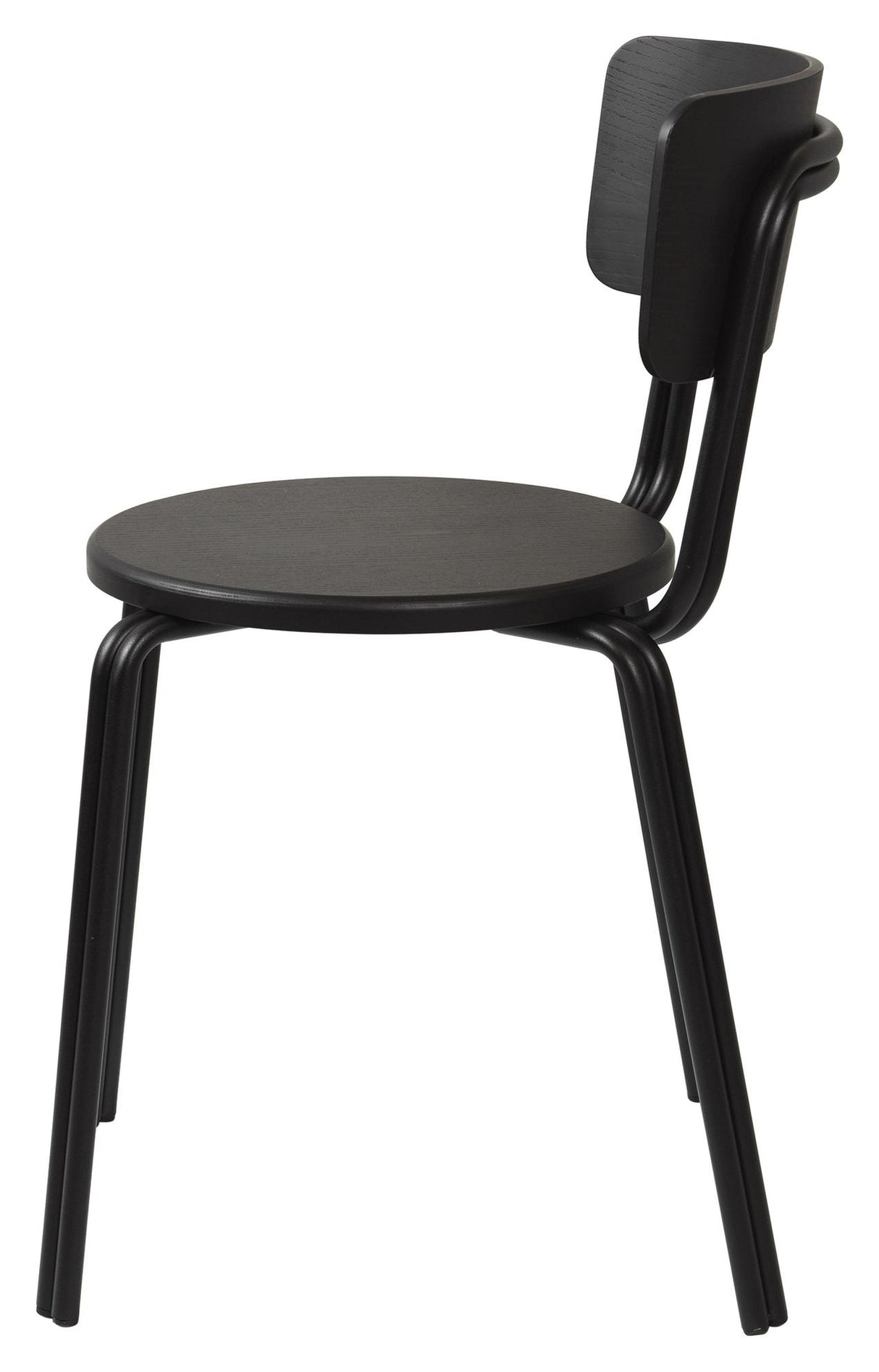 Oda Dining chair, Ash veneer/Powder coated steel, Black