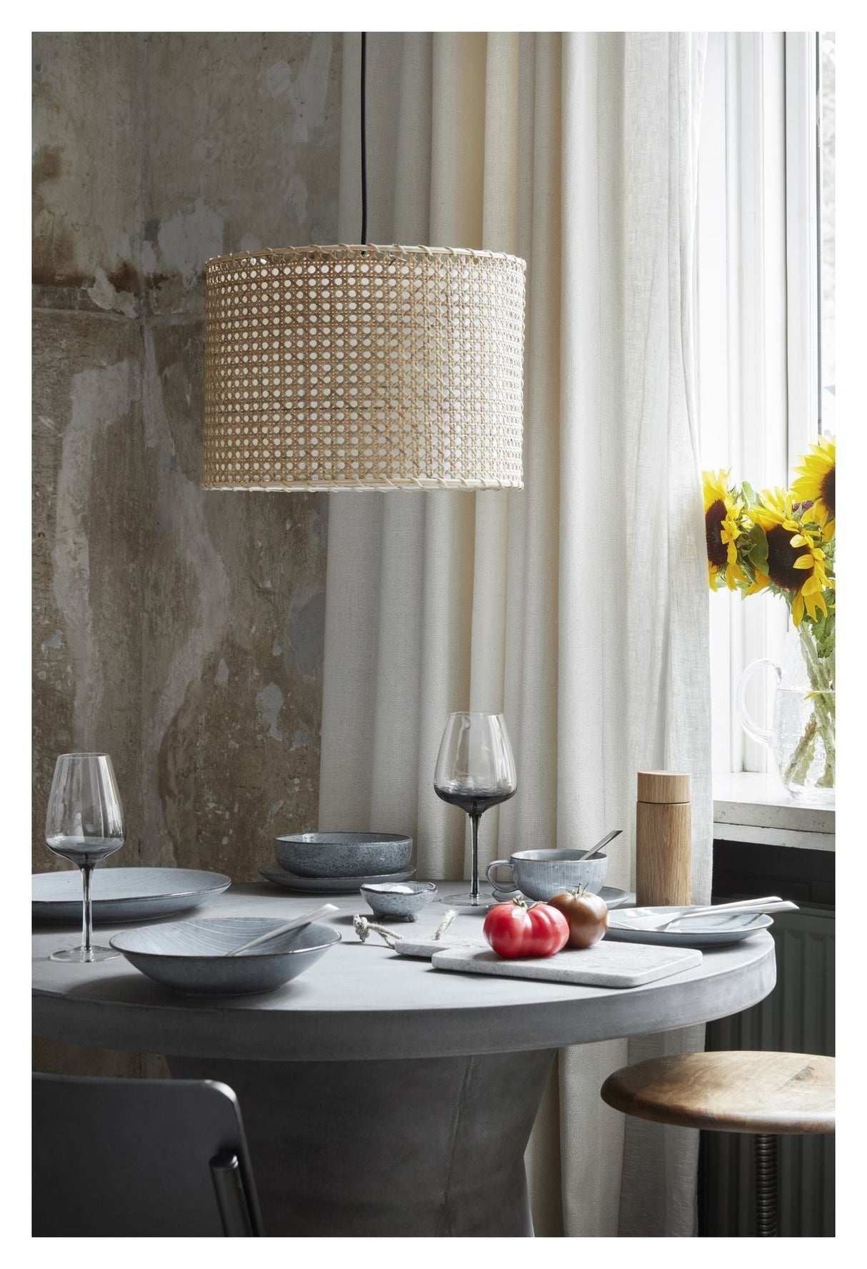 Ruben Ceiling lamp - Rattan/Brass