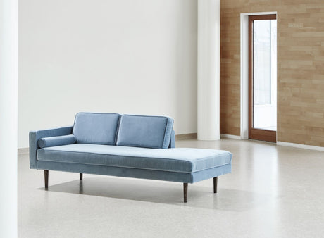 Wind Chaise Long, Pastel Blue Velvet