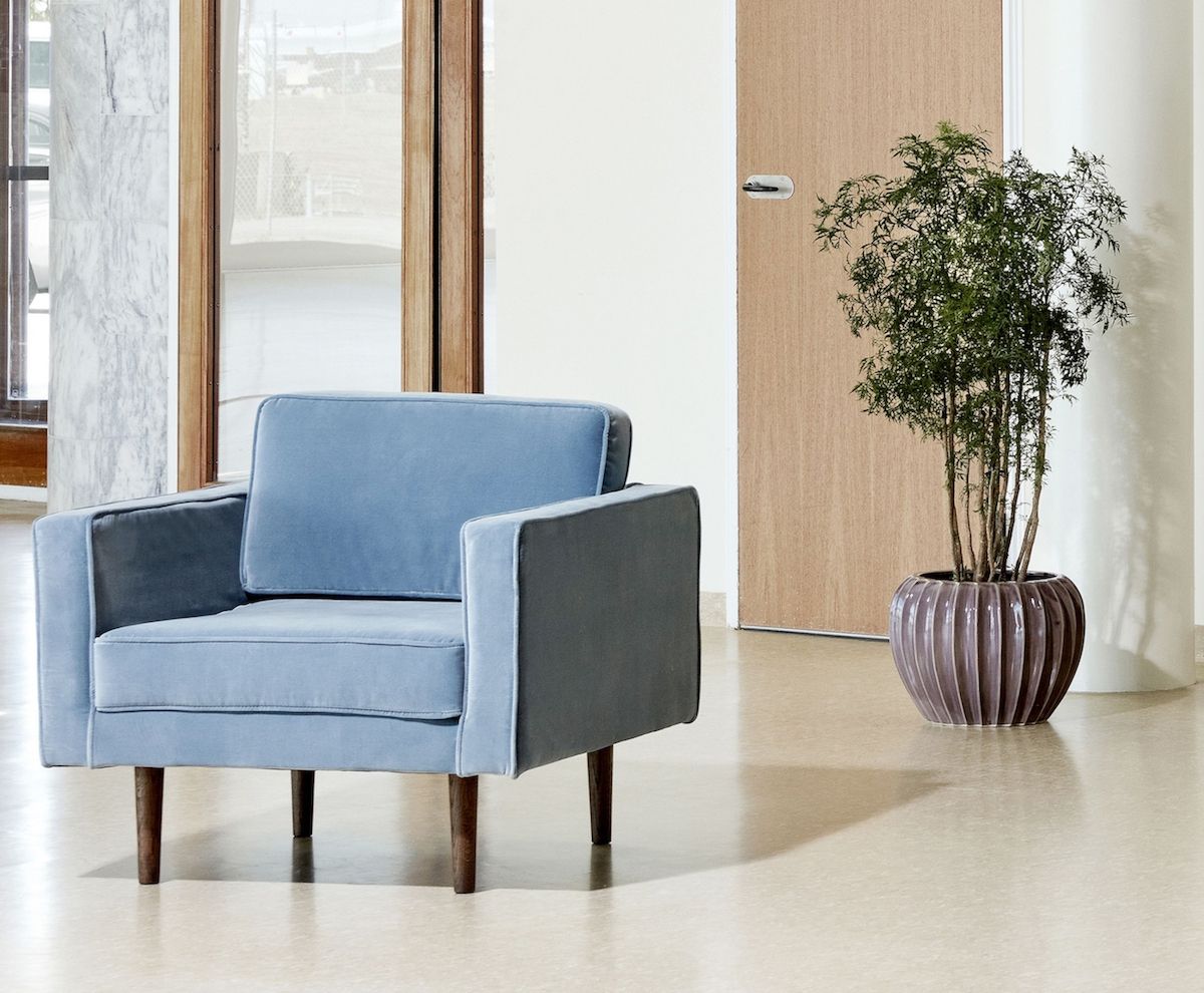 Wind Armchair - Pastel Blue Velvet