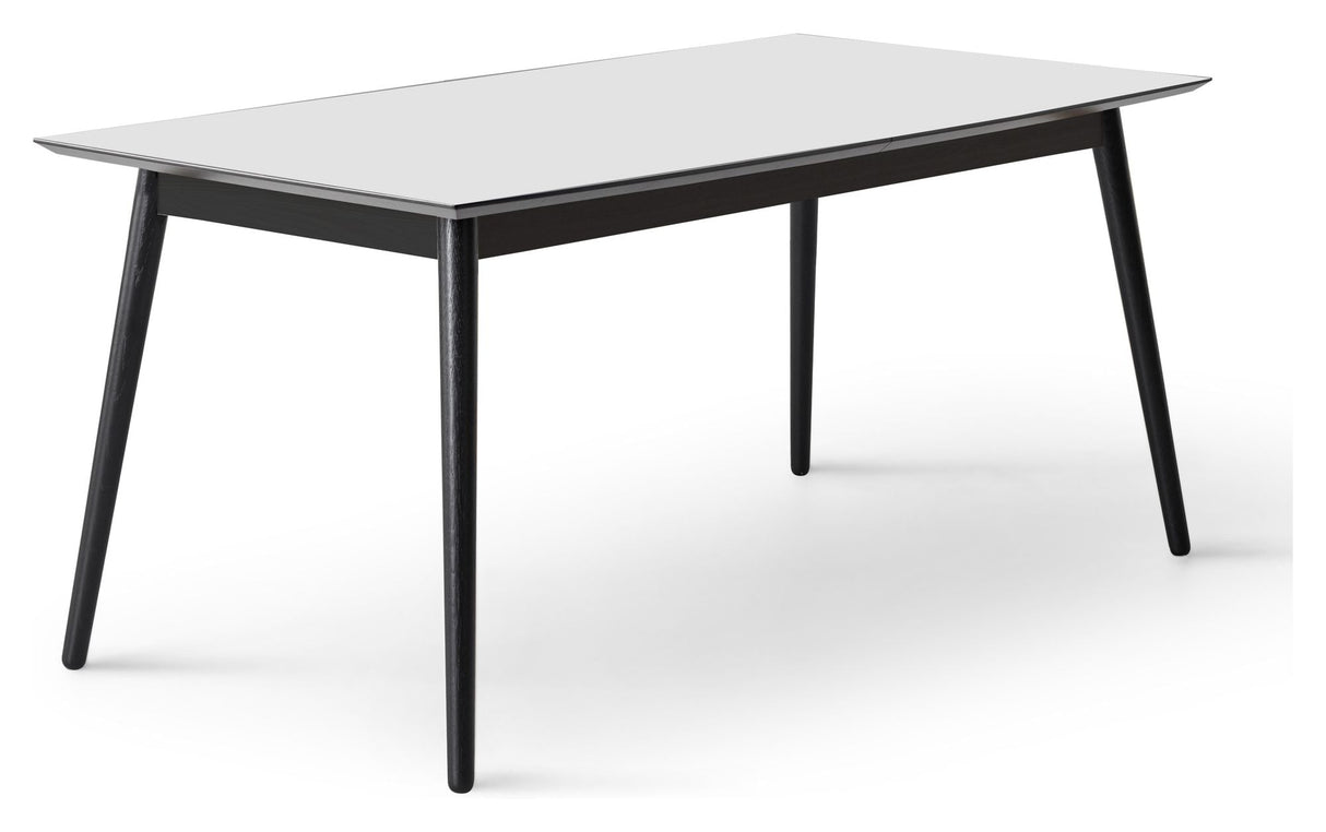 Meza Boat Dining table 165x90, White laminate / black stained ash