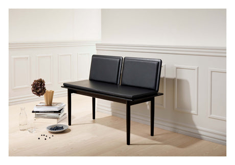 Findahl Elba Bench with 2x back and cushion, Black lacquered oak