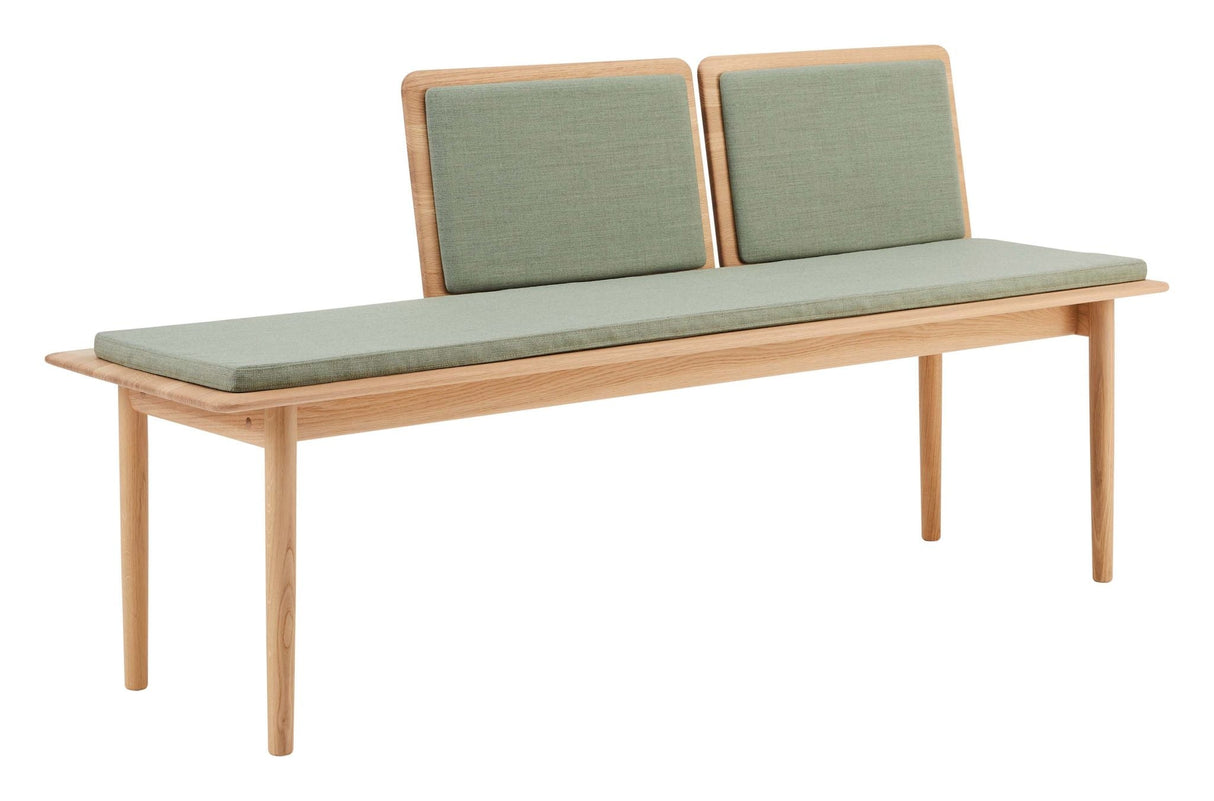 Findahl Elba Bench with 2x back and cushion, White oil treated oak