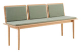 Findahl Elba Bench with 3x back and cushion, White oil treated oak