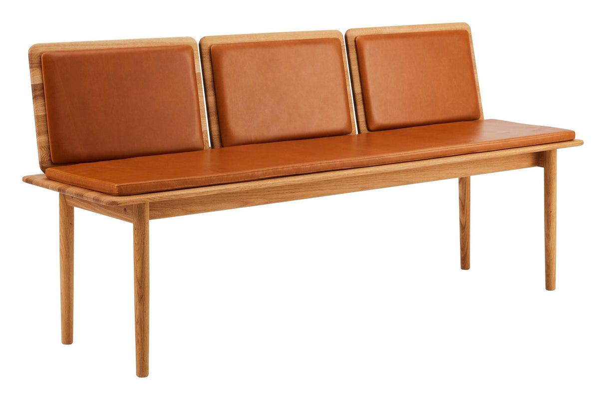 Findahl Elba Bench with 3x back and cushion, Oiled oak