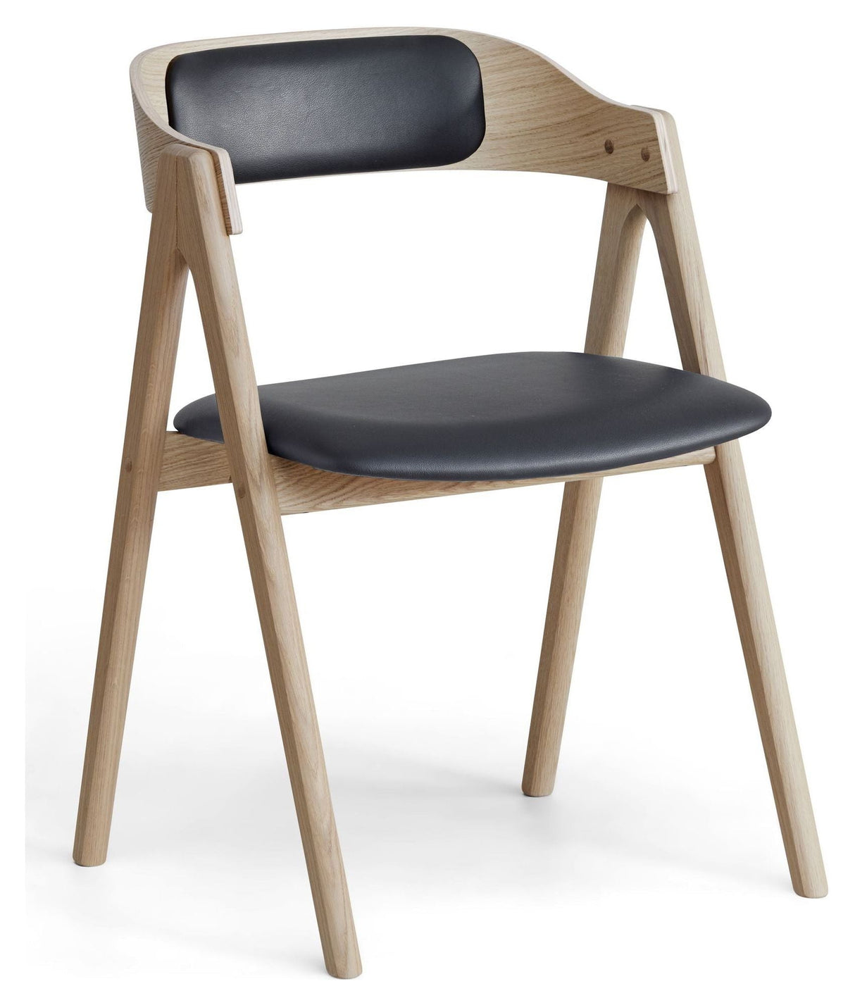 Mette dining chair, oak/white oil Sydney black leather m/p.ryg