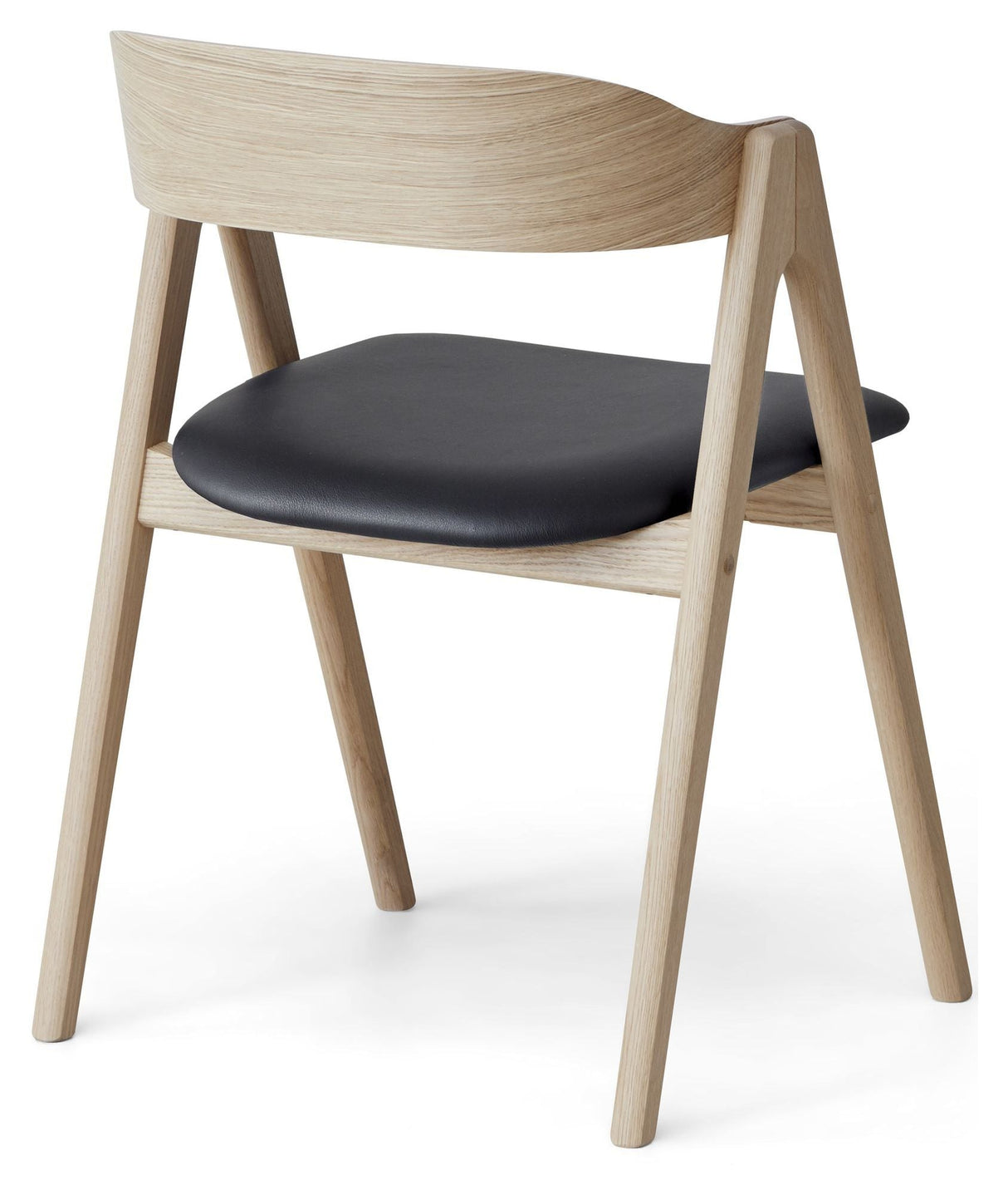 Mette dining chair, oak/white oil Sydney black leather m/p.ryg