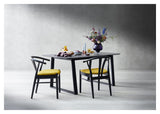 Meza Rounded Dining table 165x90 m. trapeze frame, Graphite laminate