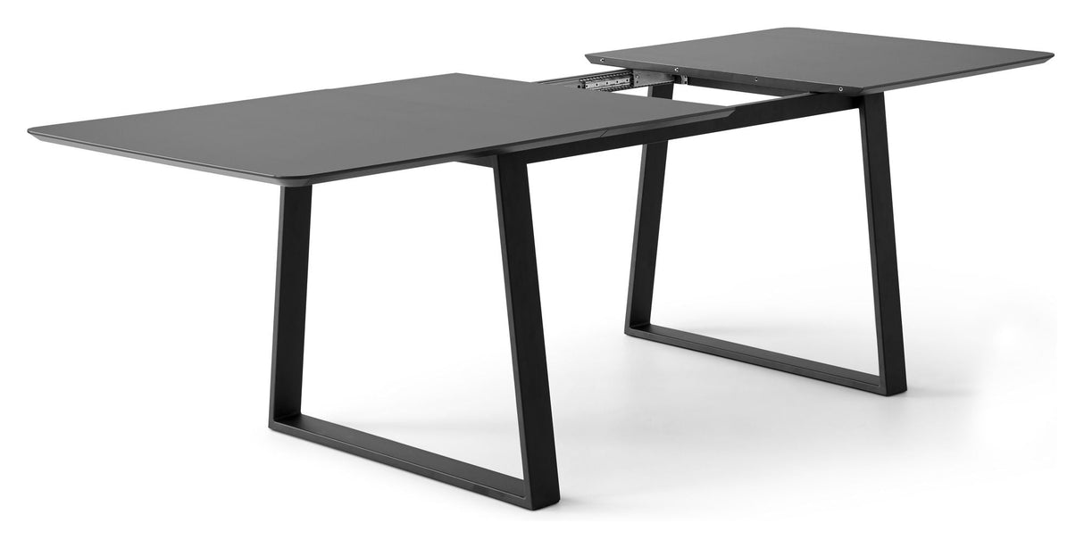 Meza Rounded Dining table 165x90 m. trapeze frame, Graphite laminate