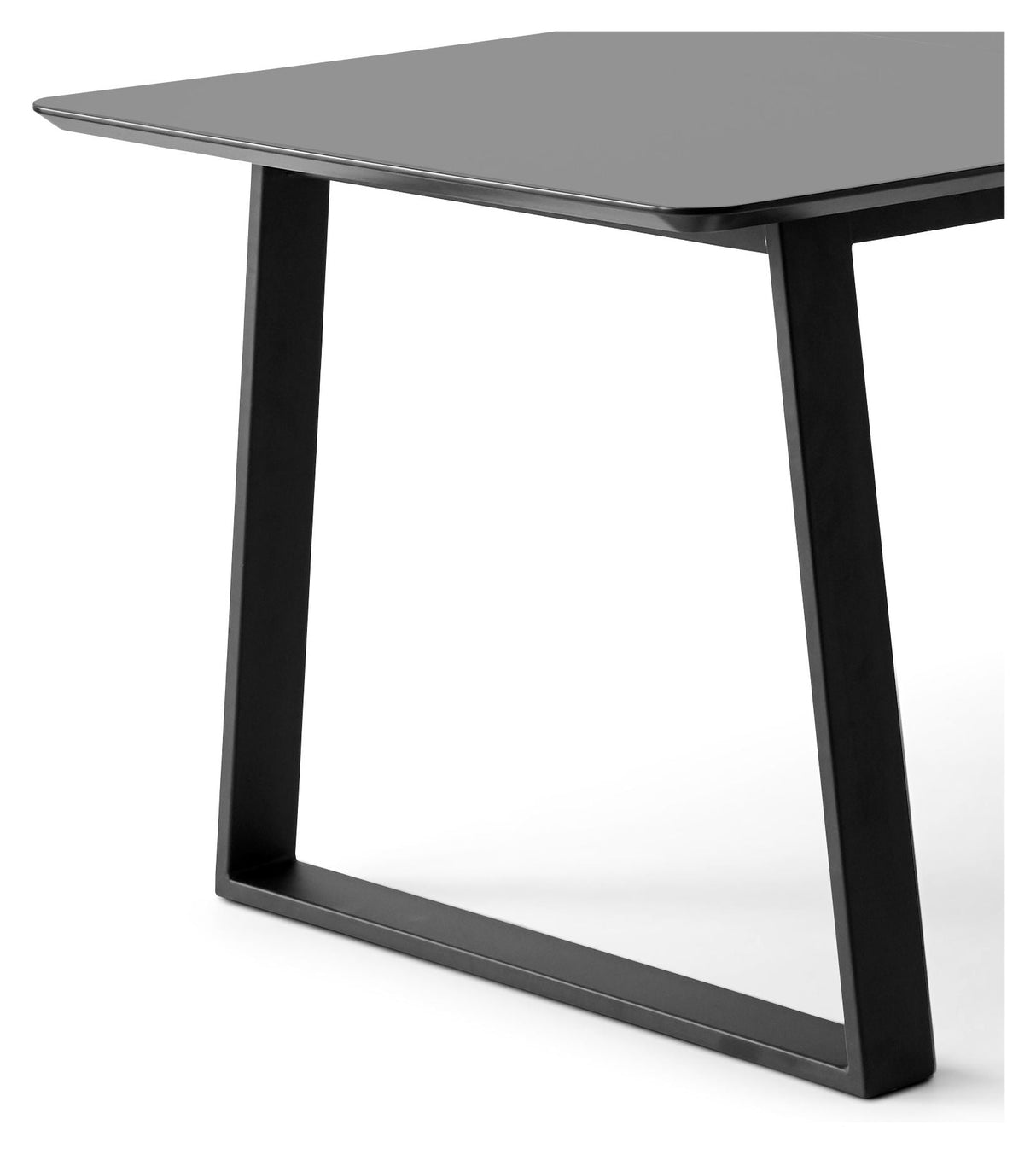 Meza Rounded Dining table 165x90 m. trapeze frame, Graphite laminate