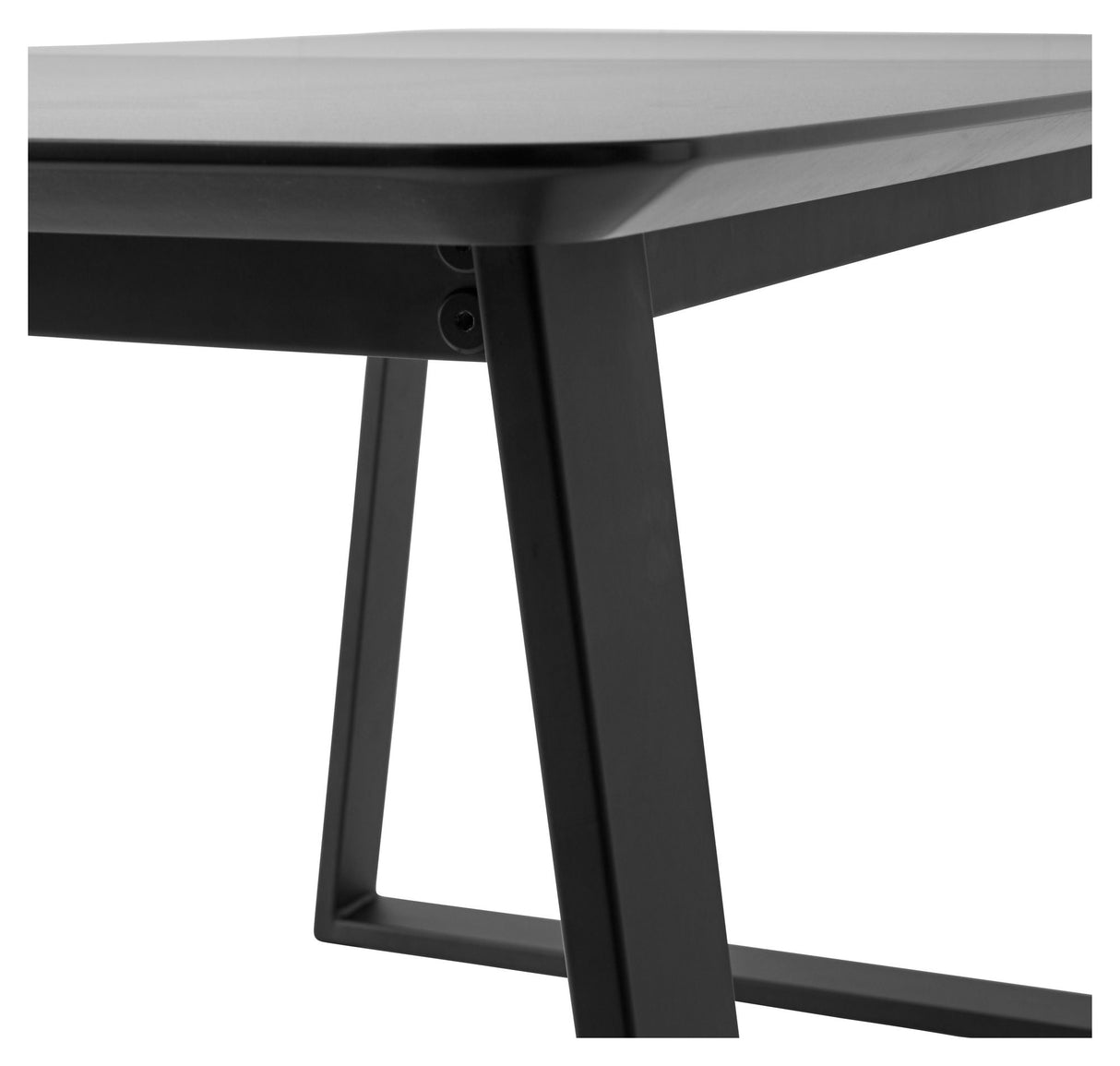 Meza Rounded Dining table 165x90 m. trapeze frame, Graphite laminate