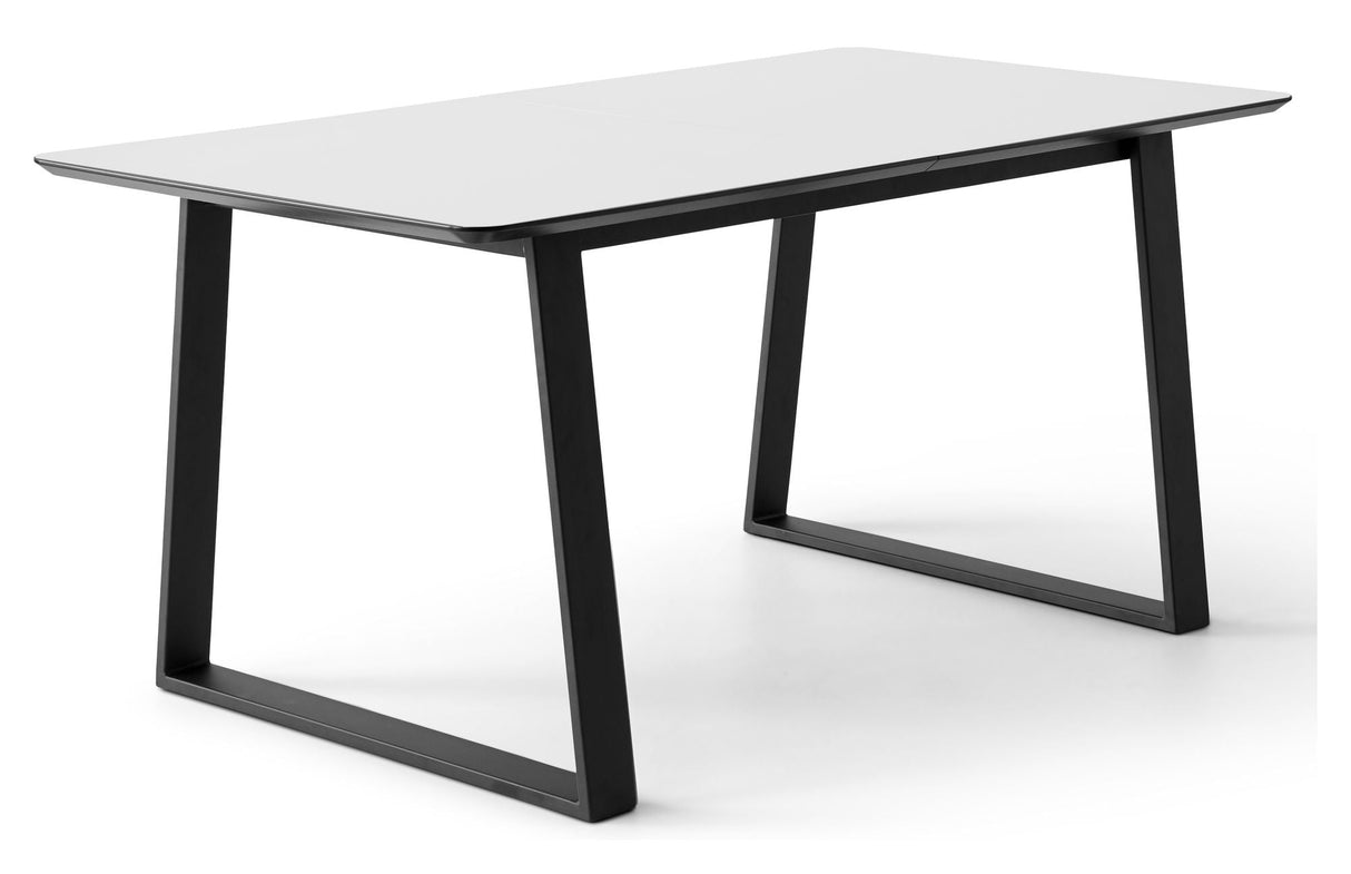 Meza Rounded Dining table 165x90 m. trapeze frame, White laminate