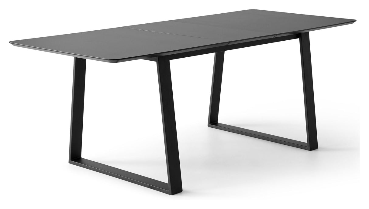 Meza Rounded Dining table 165x90 m. trapeze frame, Black laminate