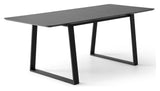 Meza Rounded Dining table 165x90 m. trapeze frame, Black laminate