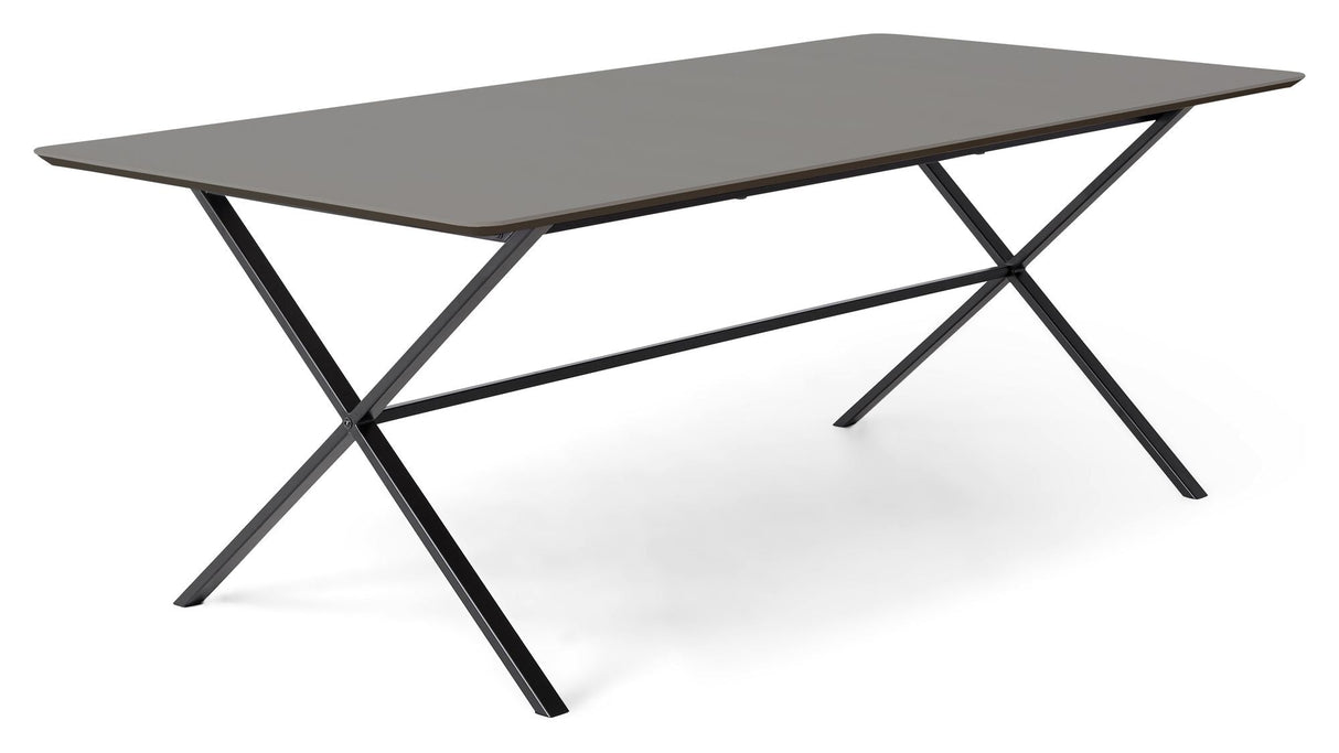 Meza Rounded Dining table 210x100 m. cross frame, Graphite laminate