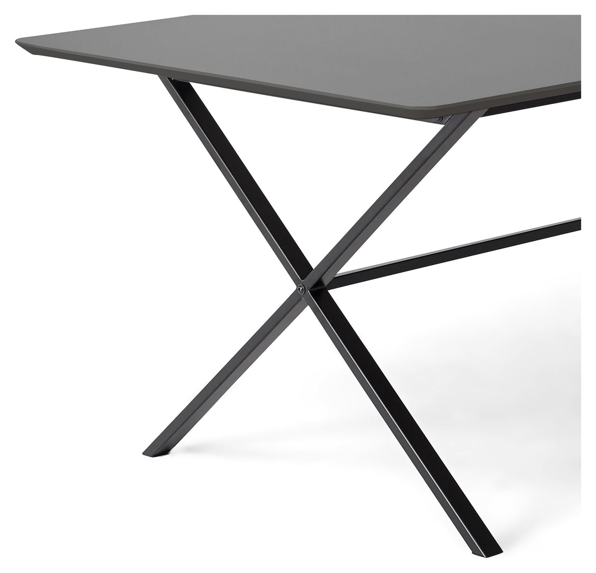 Meza Rounded Dining table 210x100 m. cross frame, Graphite laminate