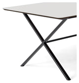 Meza Rounded Dining table 210x100 m. cross frame, White laminate