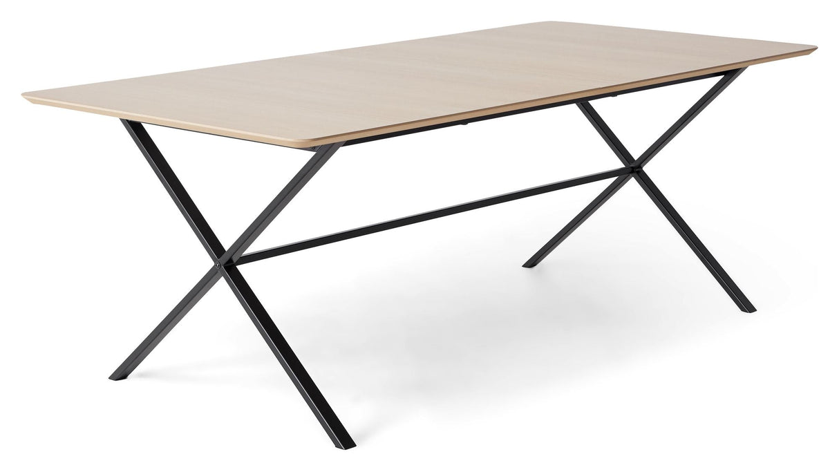 Meza Rounded Dining table 210x100 m. cross frame, White pigmented