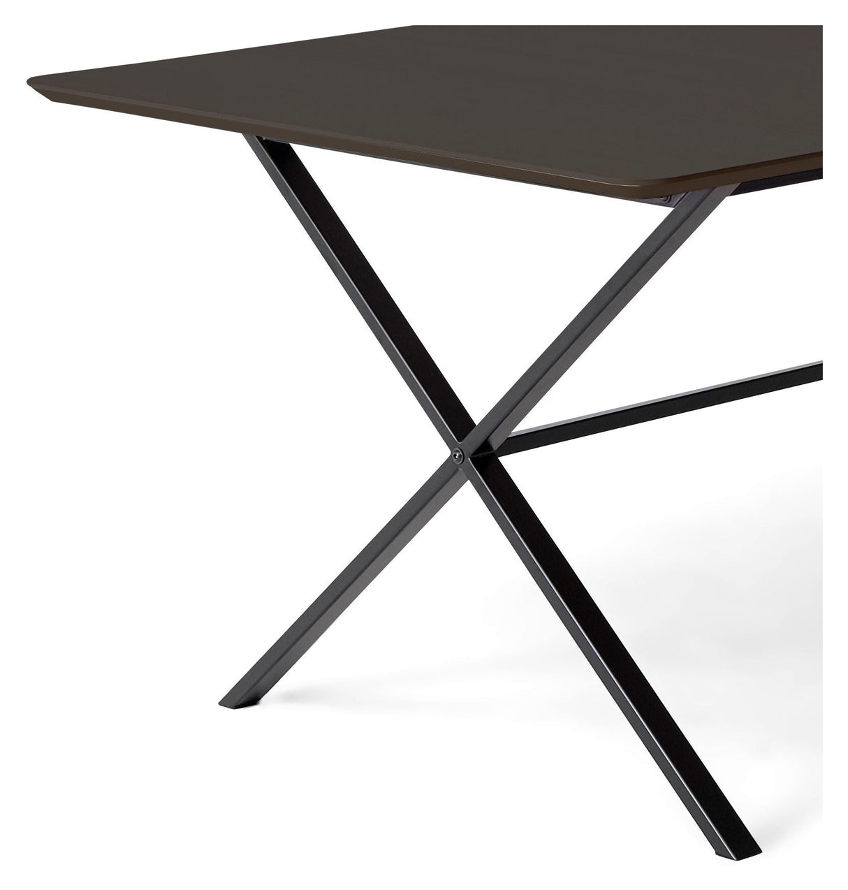 Meza Rounded Dining table 210x100 m. cross frame, Black laminate