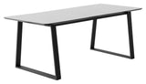 Meza Rounded Dining table 210x100 m. trapeze frame, White laminate