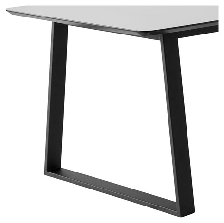 Meza Rounded Dining table 210x100 m. trapeze frame, White laminate