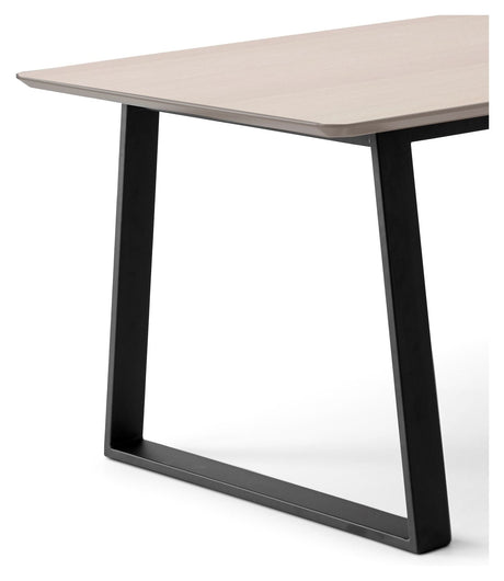 Meza Rounded Dining table 210x100 m. trapeze frame, White pigmented