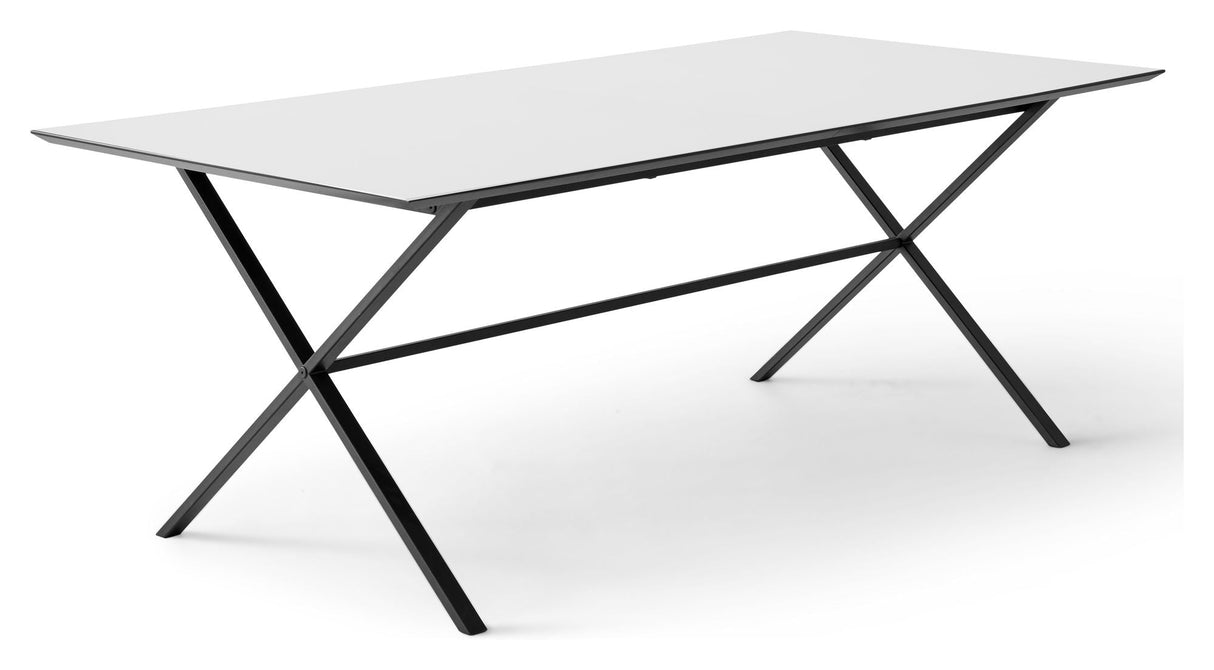 Meza Square Dining table 210x100 m. cross frame, White laminate