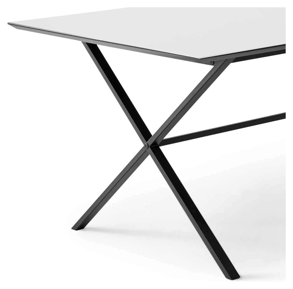 Meza Square Dining table 210x100 m. cross frame, White laminate