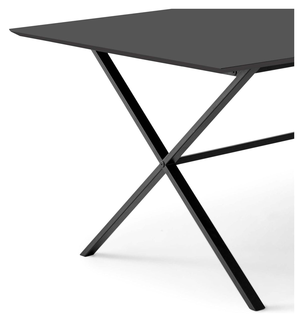 Meza Square Dining table 210x100 m. cross frame, Black laminate