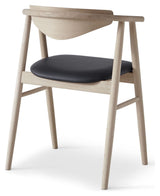 Tradition dining chair, oak/white oil Sydney black leather, wooden back