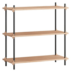 Shelving System, 1 bay, 3 shelves, H:85, Oak/Black