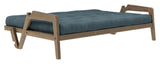 Grab Sofa bed, Brown lacquered pine, Petrol Blue