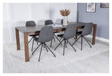 Slider Dining table w. extension, Smoked oak with 6 Polar chairs w. spin, Black PU