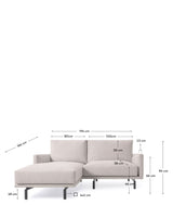 Galene 3-pers. Sofa with left-facing chaise longue, B194, Beige chenille