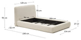 Martina Bed frame with removable cover, Off-White Shearling, For 90x200 mattress