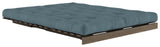 Roots 160 Sofa bed, Brown lacquered pine, Petrol Blue