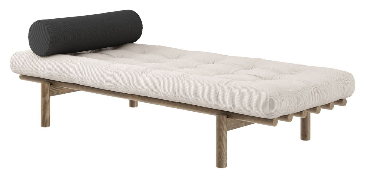 Next Daybed Sofa bed, Brown lacquered pine, Ivory velvet