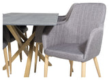 Piazza Dining table in Gray Spraystone w. 6 Comfort Chairs, Gray