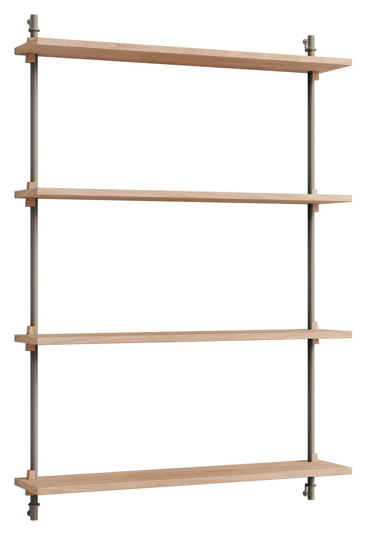 Wall Shelving, 1 bay, 4 shelves, H:115, Oak/Gray