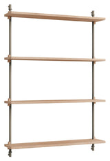 Wall Shelving, 1 bay, 4 shelves, H:115, Oak/Gray