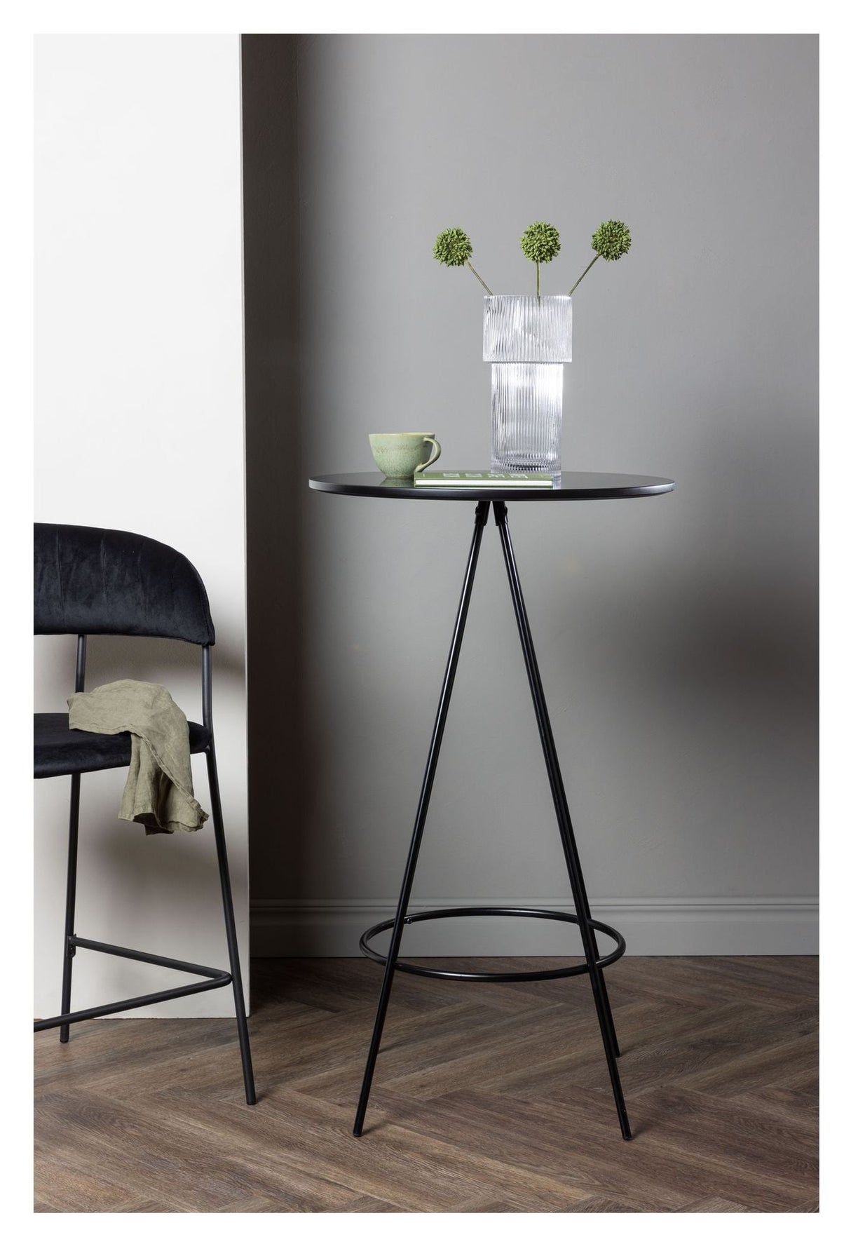 Bistro Bar Table Ø60, Black, MDF with veneer