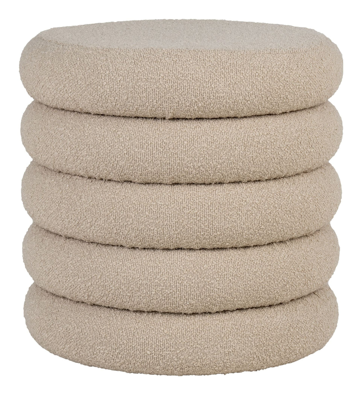 Brooklyn Pouf, Bouclé w. Storage, Gray, Ø44x44