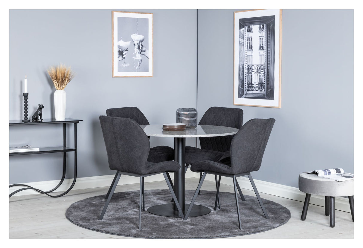 Razzia Dining Table Ø106, w. 4 Gemma Chairs, Black