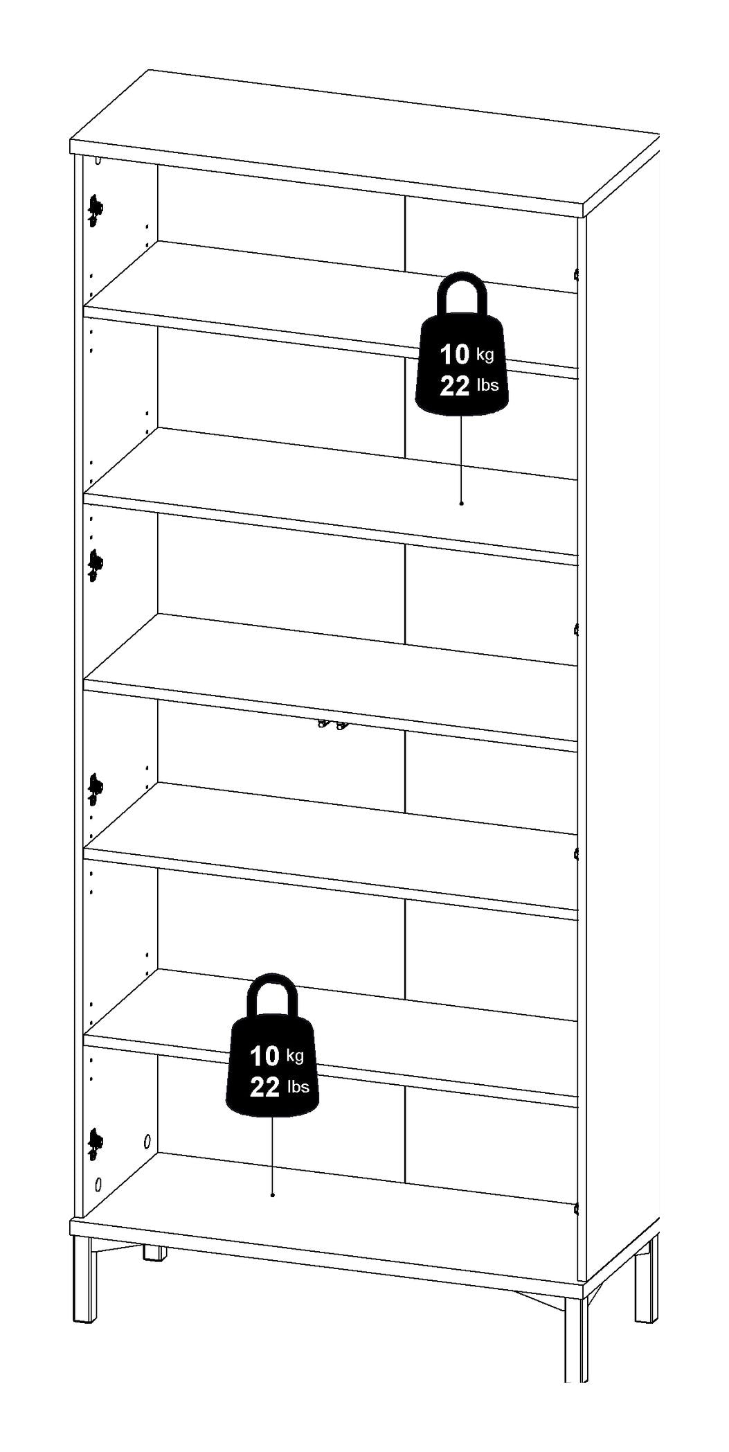 Roomers Vitrine cabinet with 2 doors - White/Oak structure