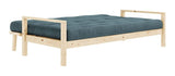 Knob Sofa bed, Lacquered pine, Pale Blue velvet