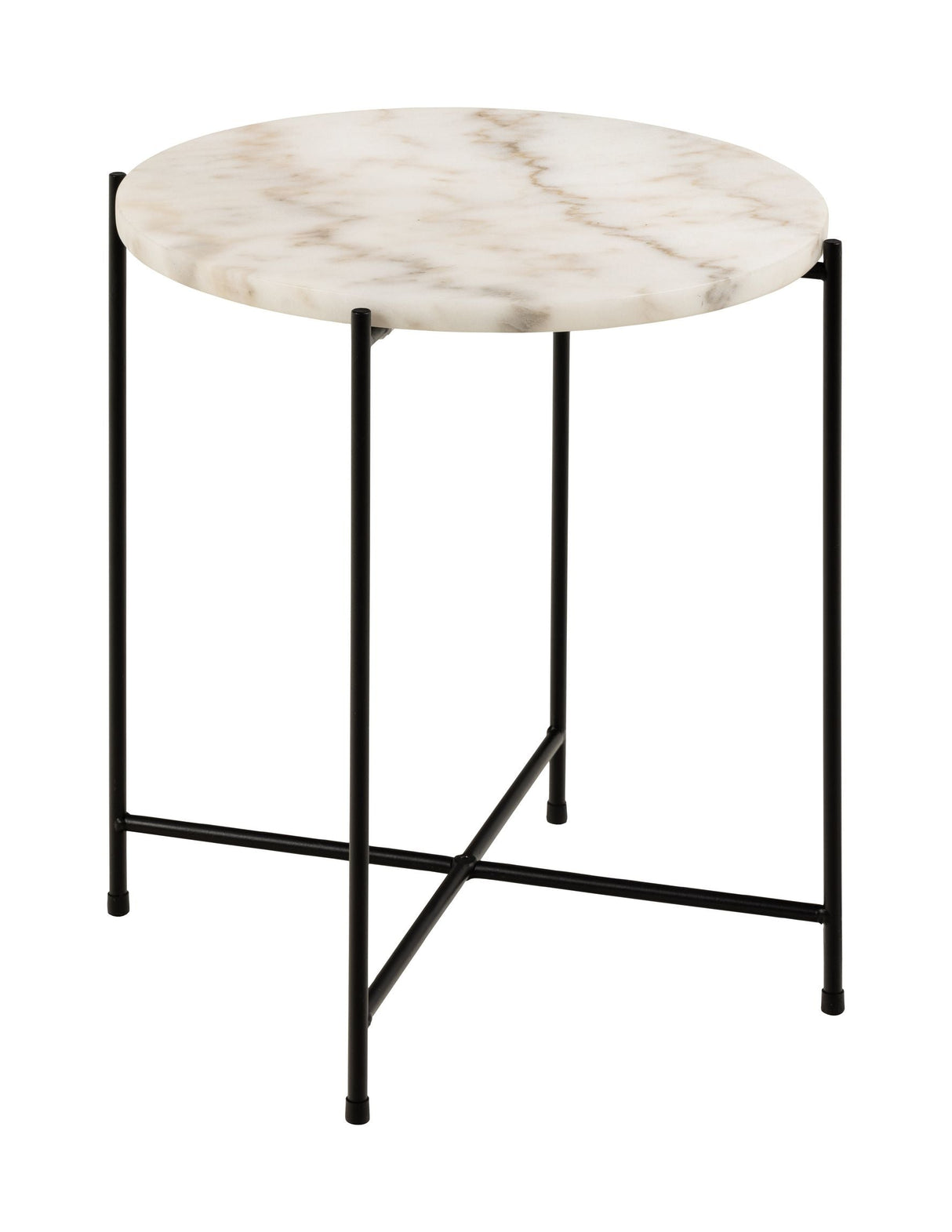 Avila Side table in polished white Guangxi marble, Ø42