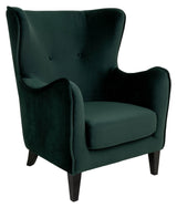 Campo Armchair, Dark Green Velvet/Black Legs