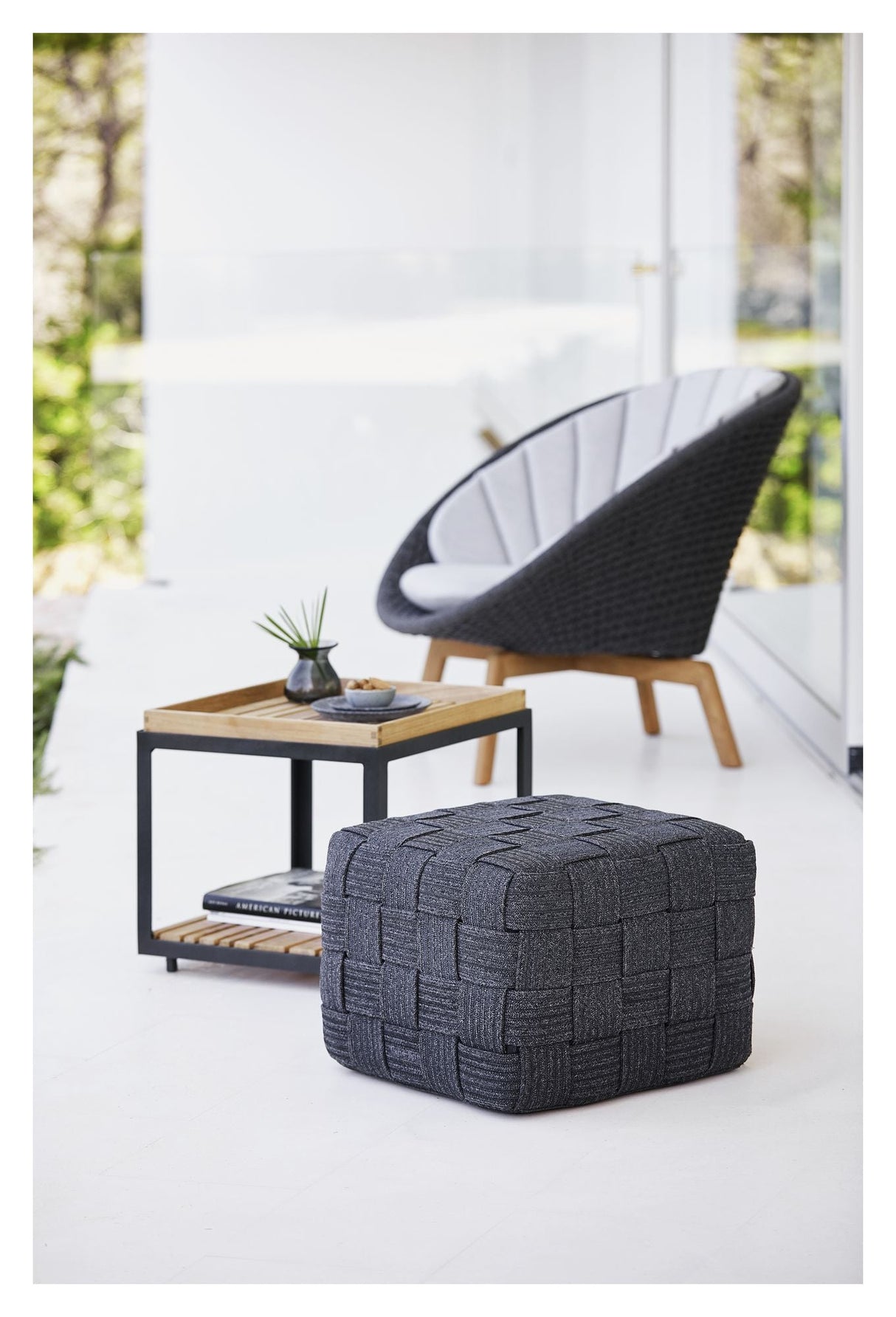 Cane-line Cube footstool, Dark Gray