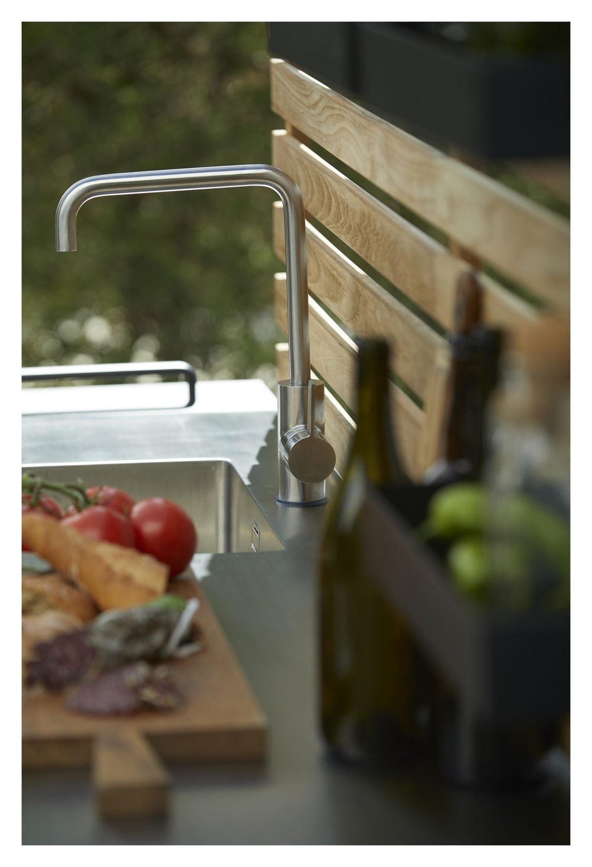 Cane-line Drop kitchen worktop incl. sink and faucet, Stainless steel